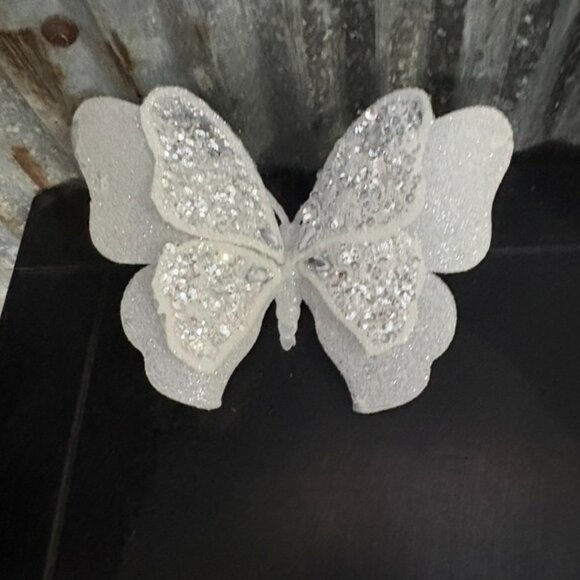 Sparkling White Glitter Butterfly Decor - Picture 6 of 9
